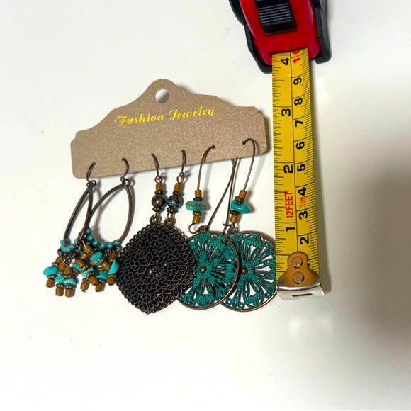 Turquoise and Brown Fashion Earrings Set - Picture 3 of 6